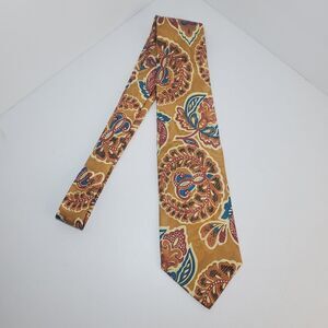 Vintage Abercrombie Fitch 100% Italian Silk Tie Yellow Floral 90s